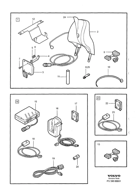 Mobiltelefon handsfree monteringsdetaljer – 1)