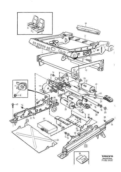 Subframe for seat, electrical adjustment