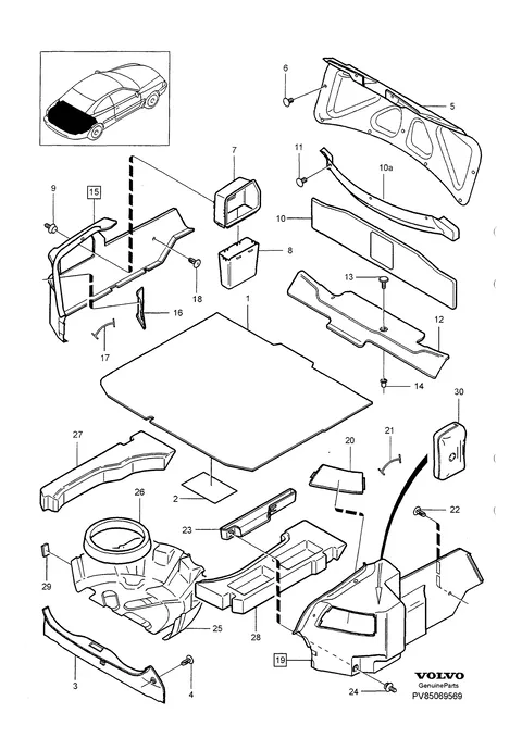 Interior trim luggage compartment