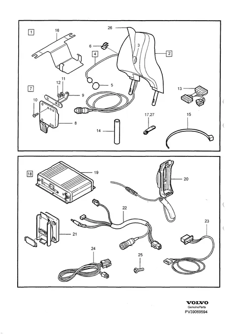 Mobiltelefon handsfree – INSTALLATION PARTS, MONTERINGSDETALJER, 1)