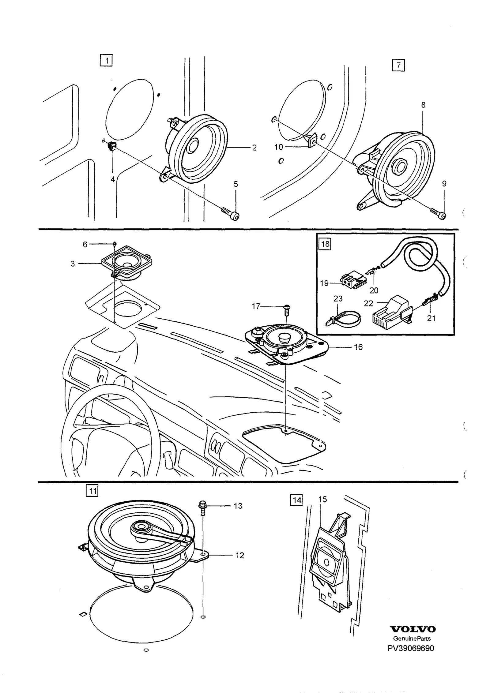 Loudspeaker voor Volvo S70/V70/C70 · Volvo C70/V70/S70
