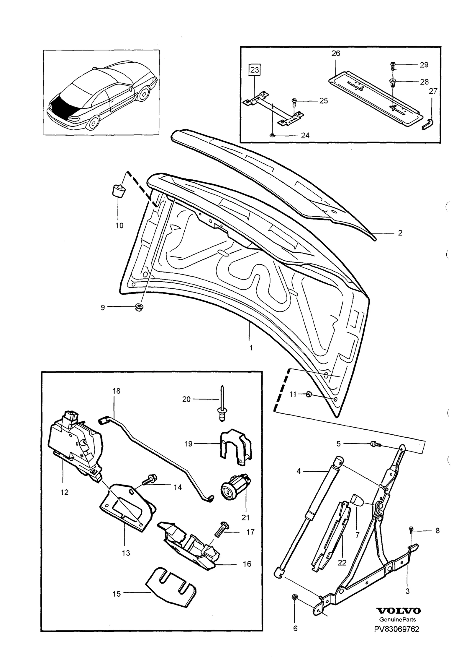 Boot lid locking system til Volvo S70/V70/C70 · Volvo C70/V70/S70