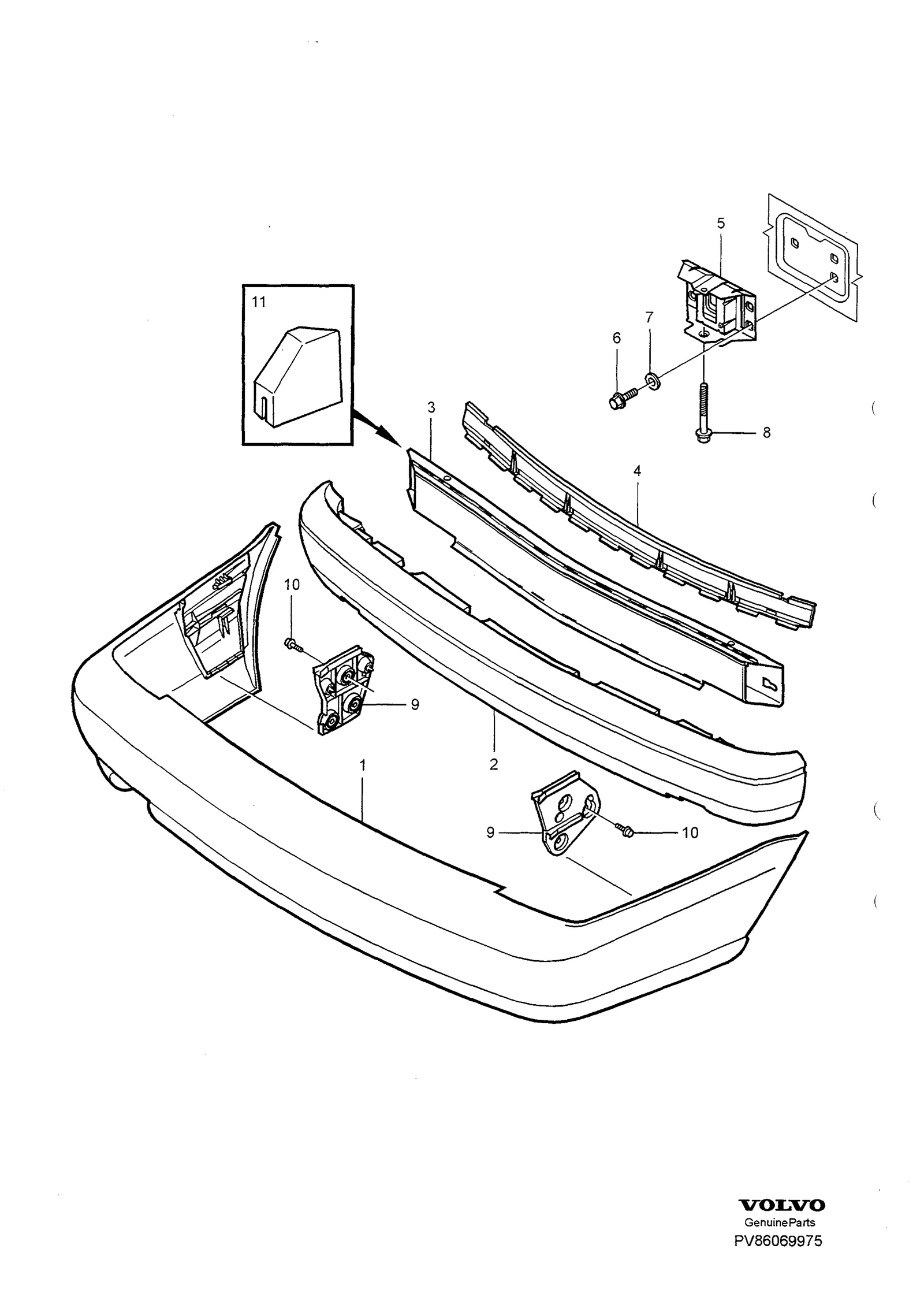 Rear bumper til Volvo S70/V70/C70 · Volvo C70/V70/S70