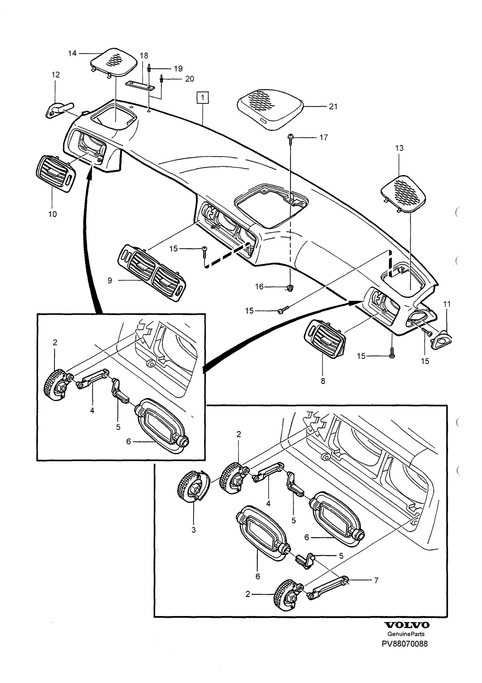 Trim panel dashboard til Volvo S70/V70/C70 · Volvo C70/V70/S70