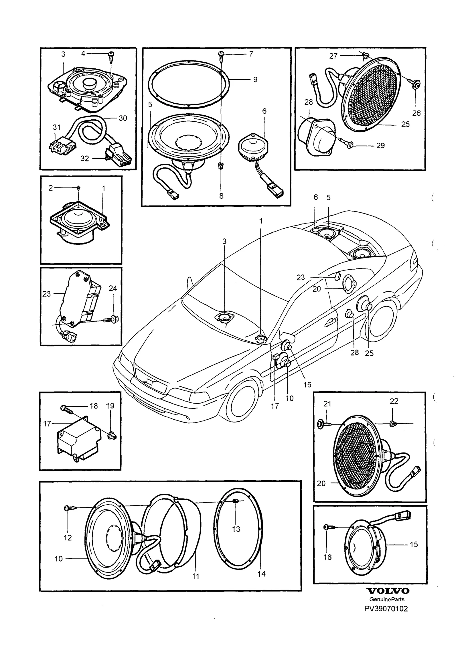 Loudspeaker voor Volvo S70/V70/C70 · Volvo C70/V70/S70
