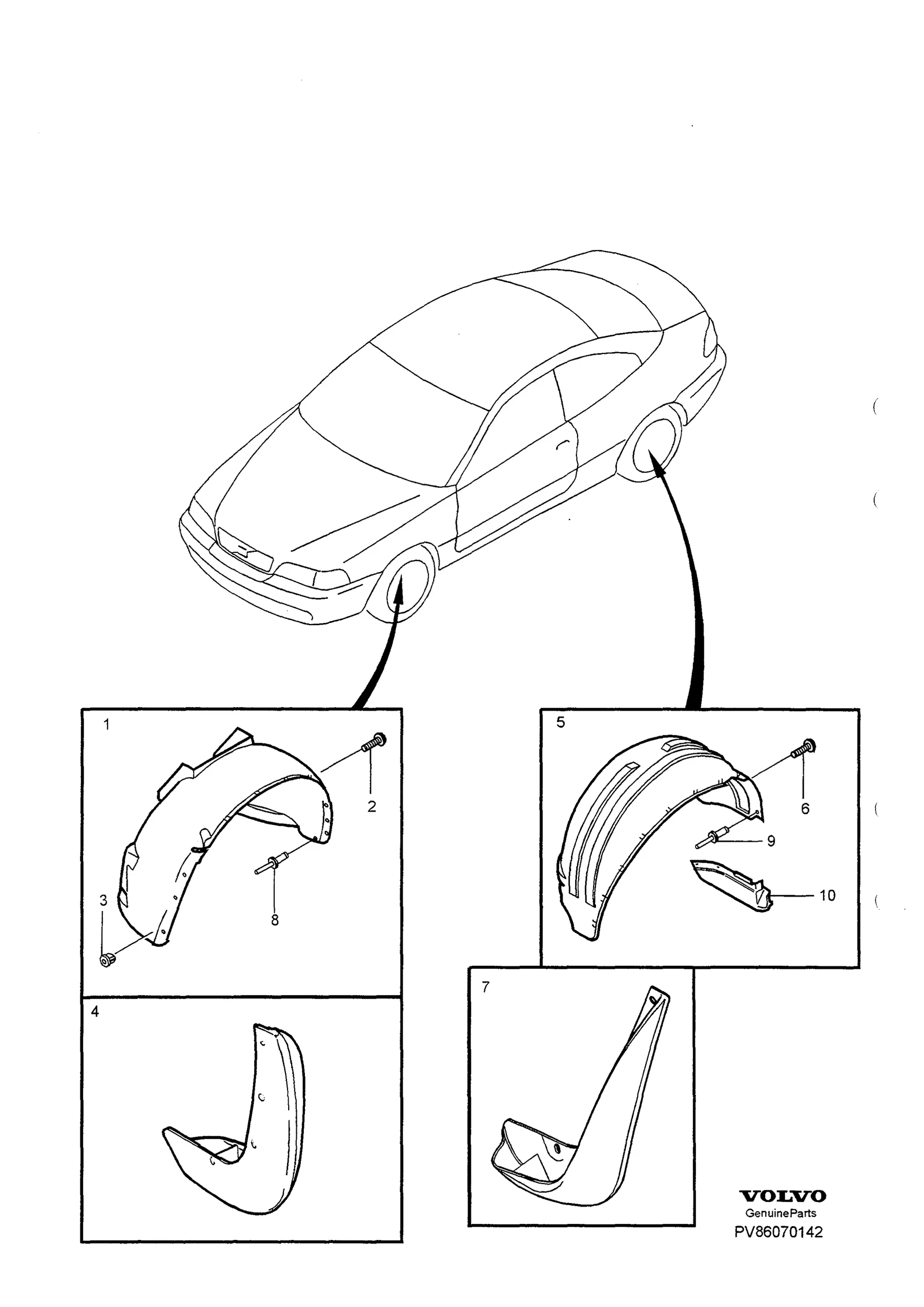 Mudflaps cover plates til Volvo S70/V70/C70 · Volvo C70/V70/S70