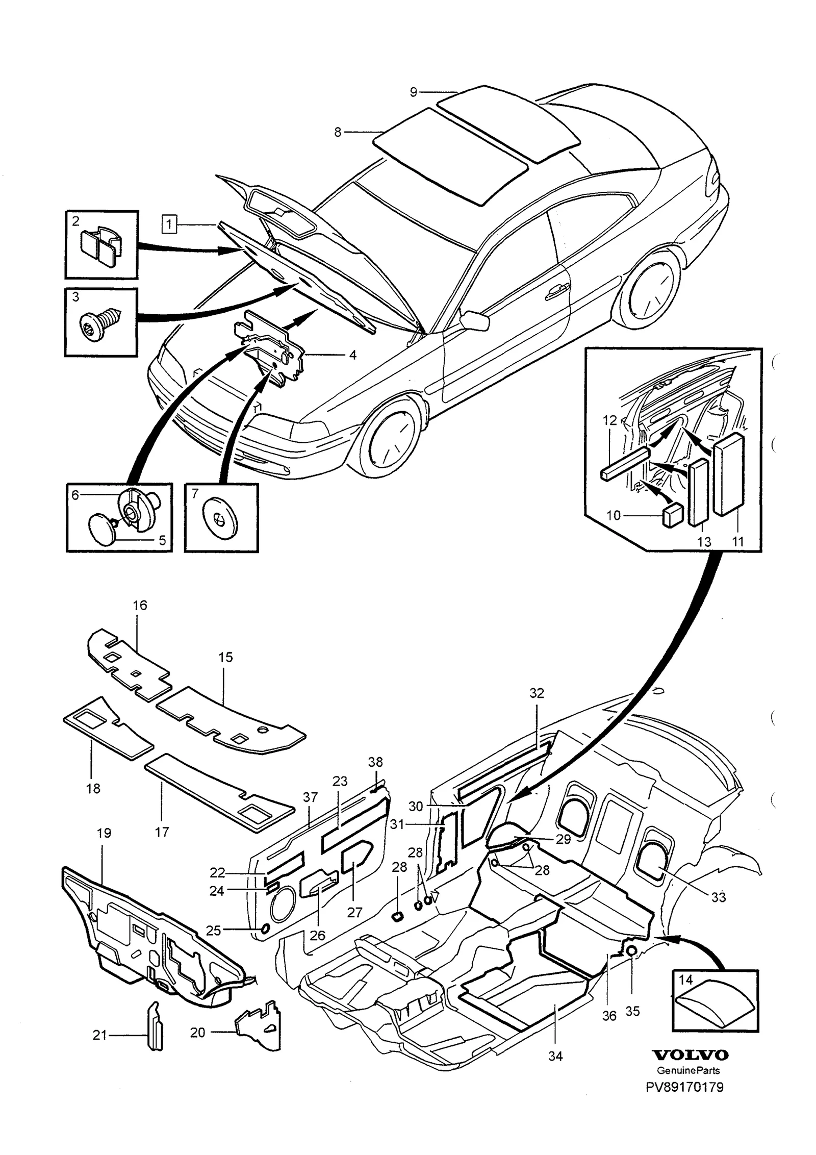 Insulating mats seals für Volvo S70/V70/C70 · Volvo C70/V70/S70