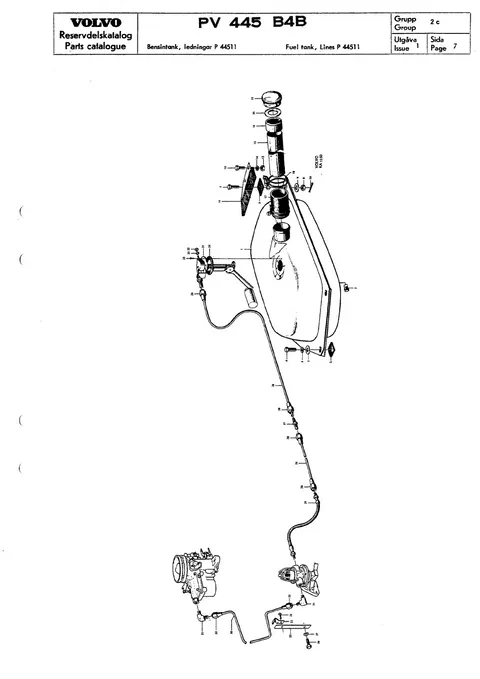 Bensintank, ledningar P 44511