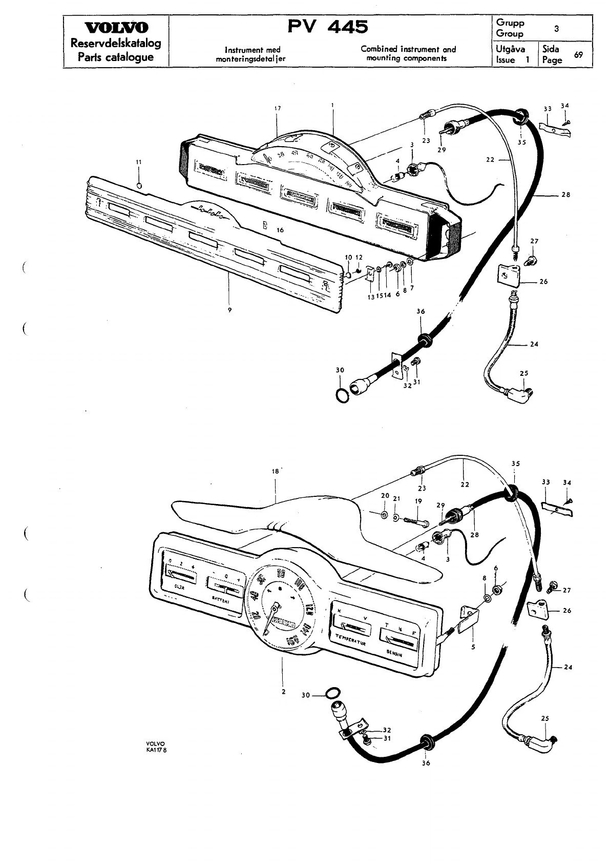 Instrument med monteringsdetaljer