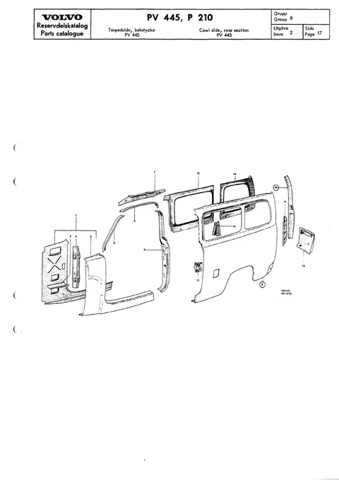Cowl side, rear section PV 445