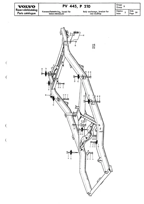 Body anchorage, bracket for rear mudflap