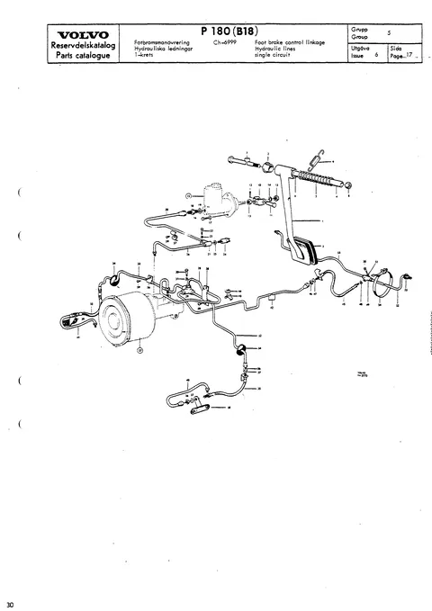 Foot brake control linkage Hydraulic lines single circuit