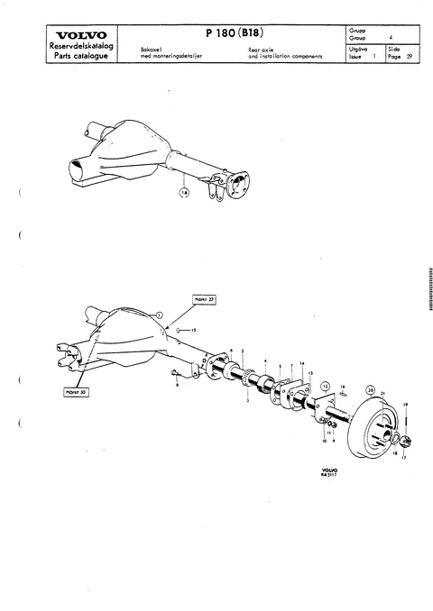 Rear axle and installation components