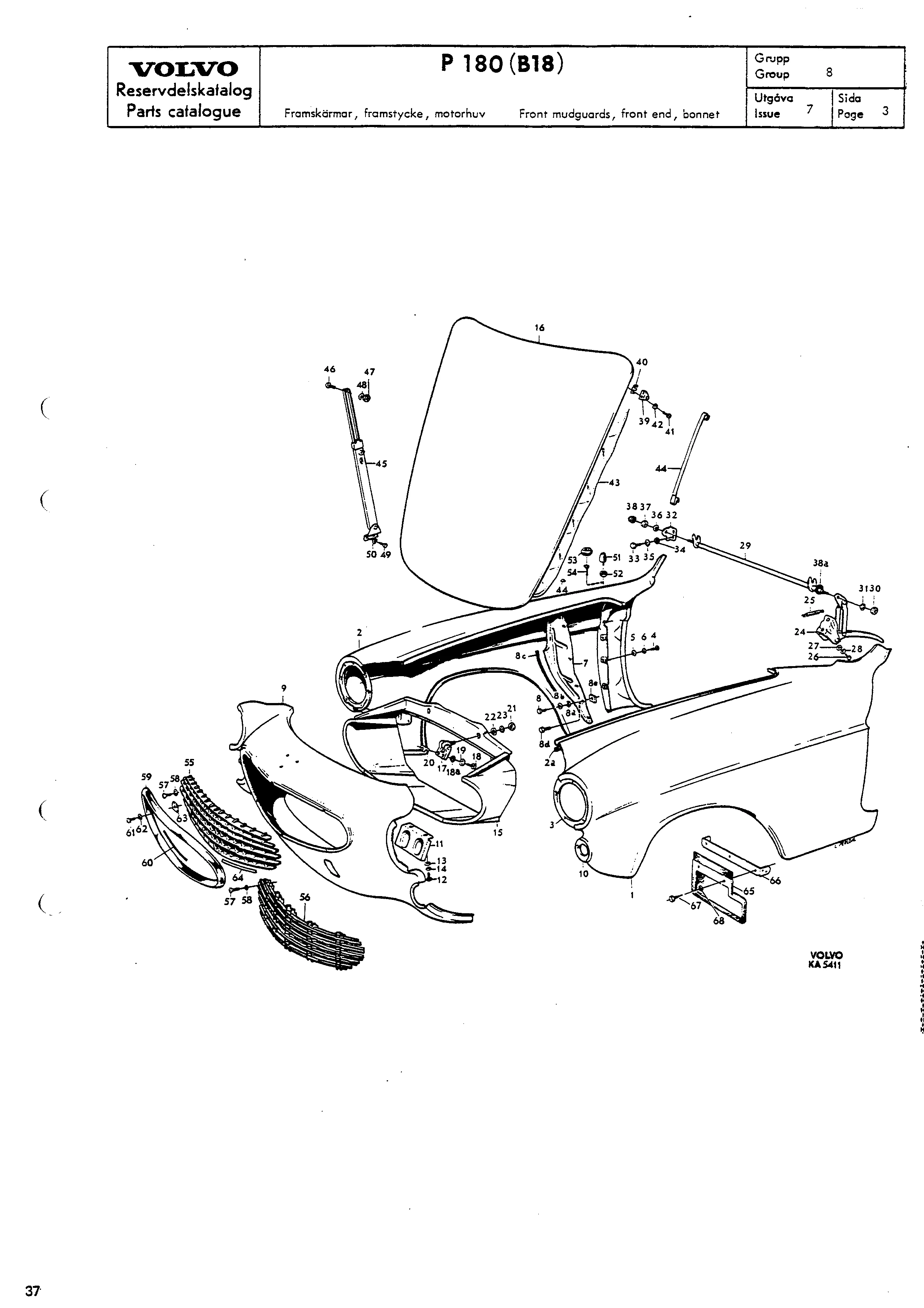 Framskärmar, framstycke, motorhuv