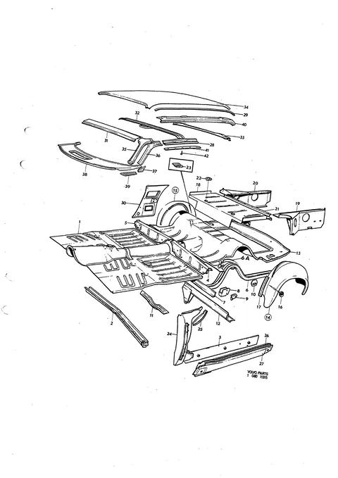 Floor section body sides, roof, 183