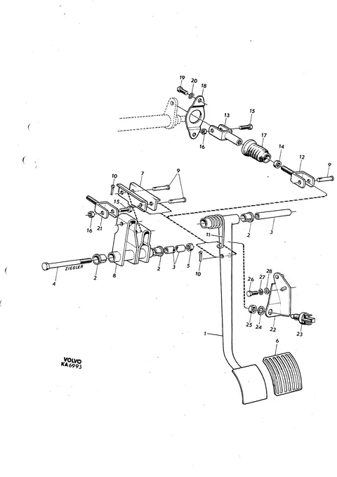 Brake pedal with installation components