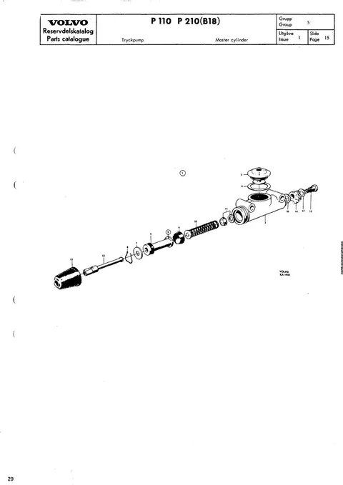 Master cylinder til Volvo PV 544, Duett 210 (B18)