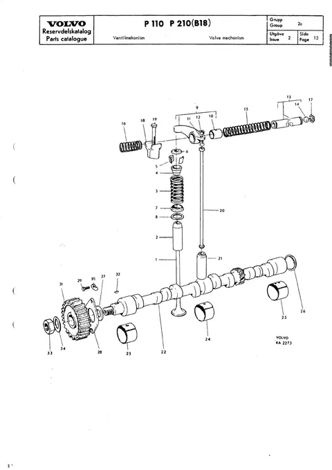 Valve mechanism til Volvo PV 544, Duett 210 (B18)