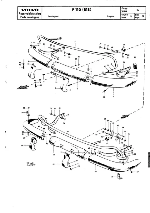 Bumpers til Volvo PV 544, Duett 210 (B18)