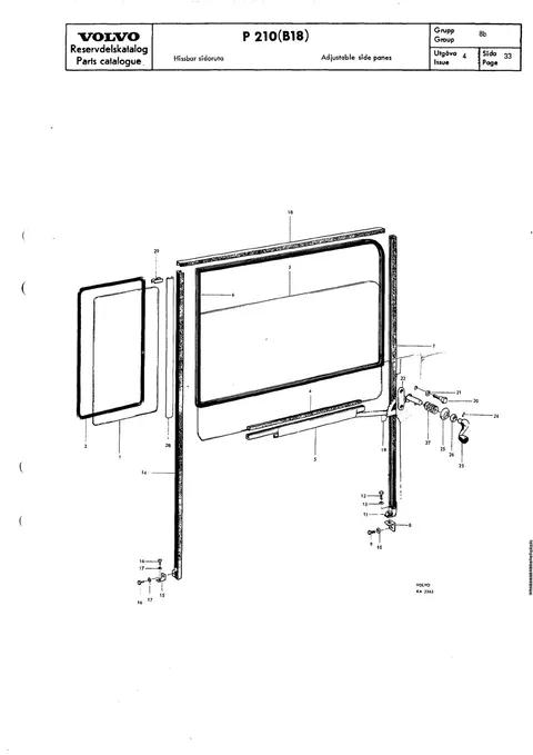 Adjustable side panes til Volvo PV 544, Duett 210 (B18)