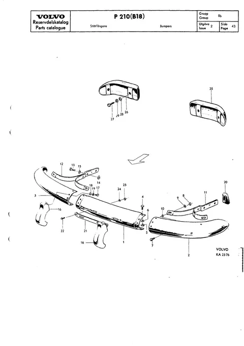 Bumpers til Volvo PV 544, Duett 210 (B18)