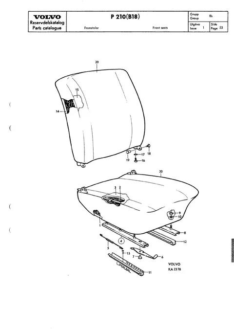 Front seats til Volvo PV 544, Duett 210 (B18)
