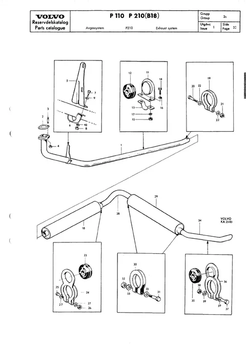 Exhaust system til Volvo PV 544, Duett 210 (B18)
