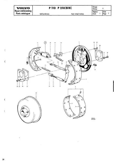 Rear wheel brakes til Volvo PV 544, Duett 210 (B18)