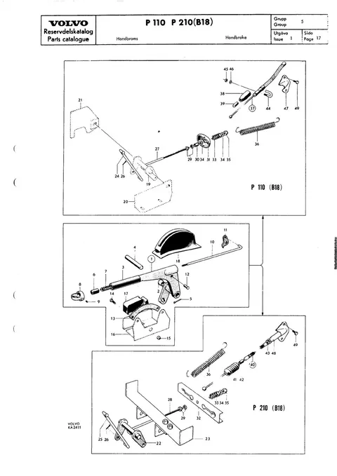 Handbrake til Volvo PV 544, Duett 210 (B18)
