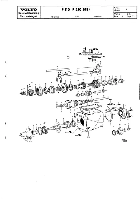 M30 gearbox / M30 transmission til Volvo PV 544, Duett 210 (B18)