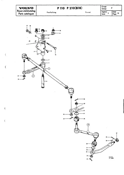 Tie rod til Volvo PV 544, Duett 210 (B18)
