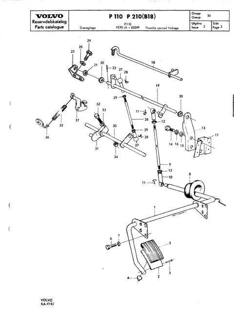 Throttle control linkage til Volvo PV 544, Duett 210 (B18)