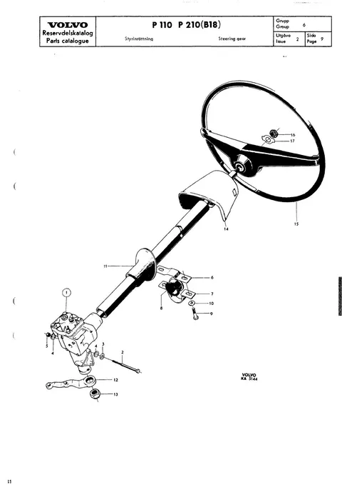 Steering gear til Volvo PV 544, Duett 210 (B18)