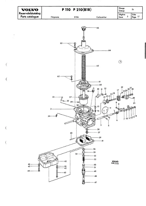 Carburetter til Volvo PV 544, Duett 210 (B18)