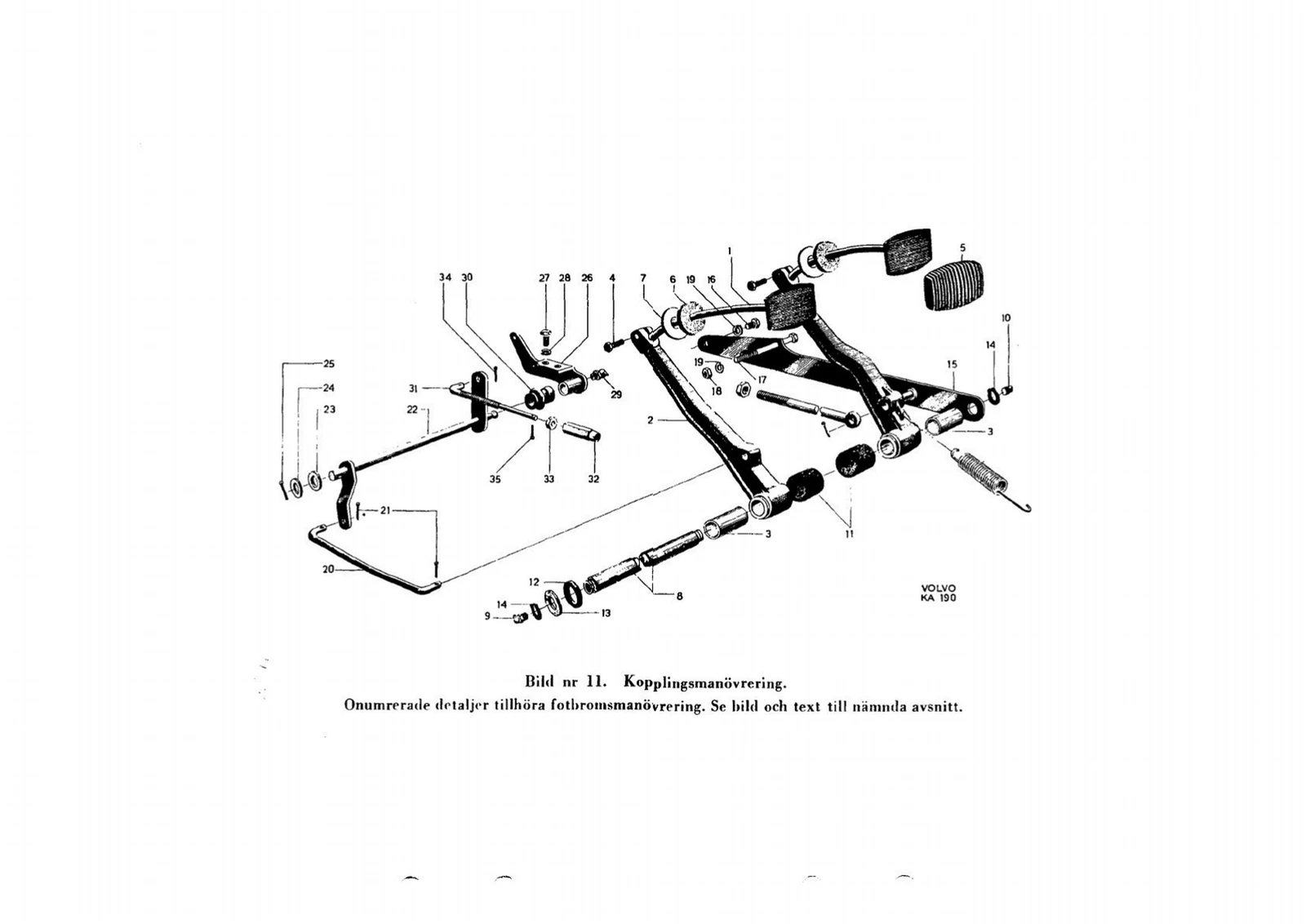 Clutch control linkage for Volvo PV/Duett · Volvo PV 444 B–K (1947–57)