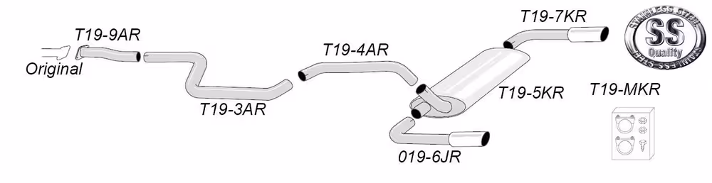 Eksosanlegg til Volvo V40, 2WD, T5, 2013-2015, etter katalysator, konkurransesystem