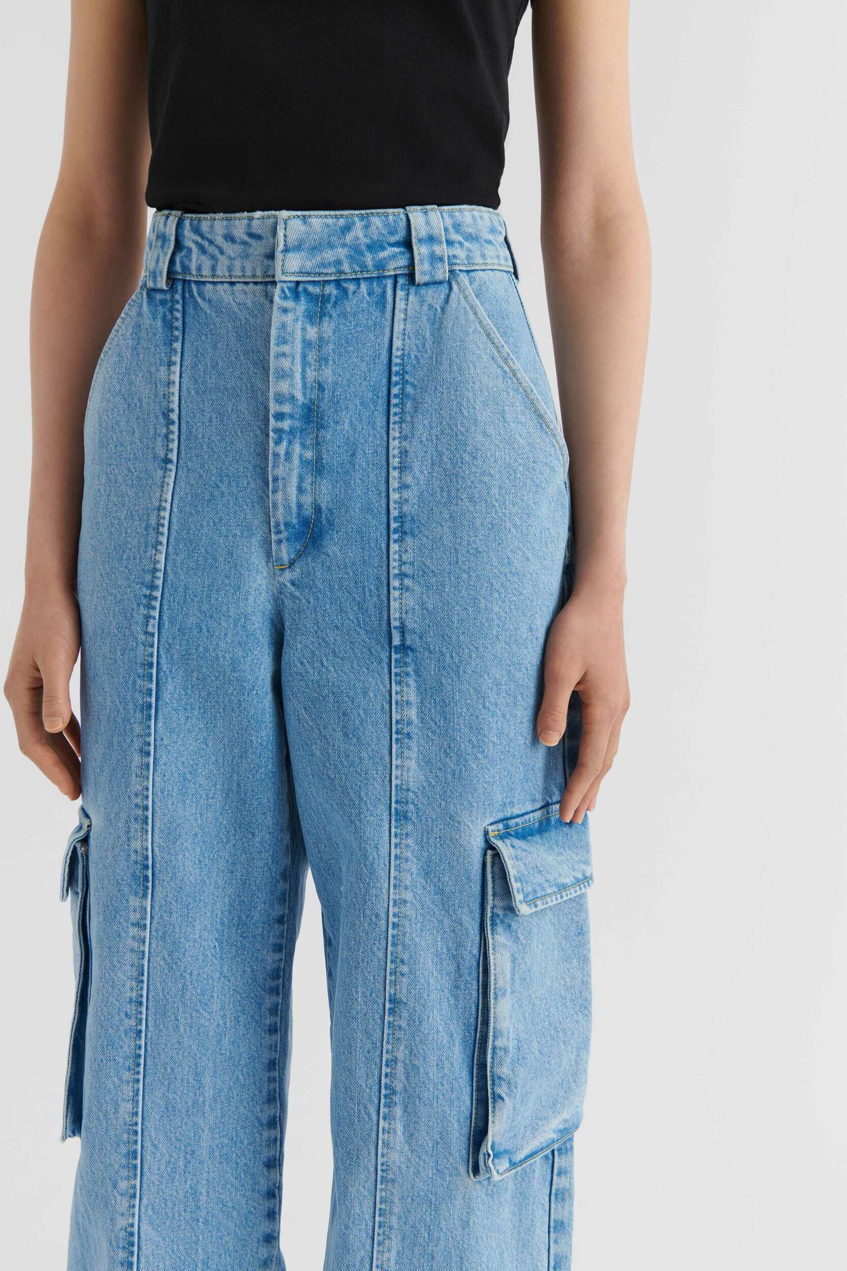 Patch Denim Cargo Trousers - Image 16