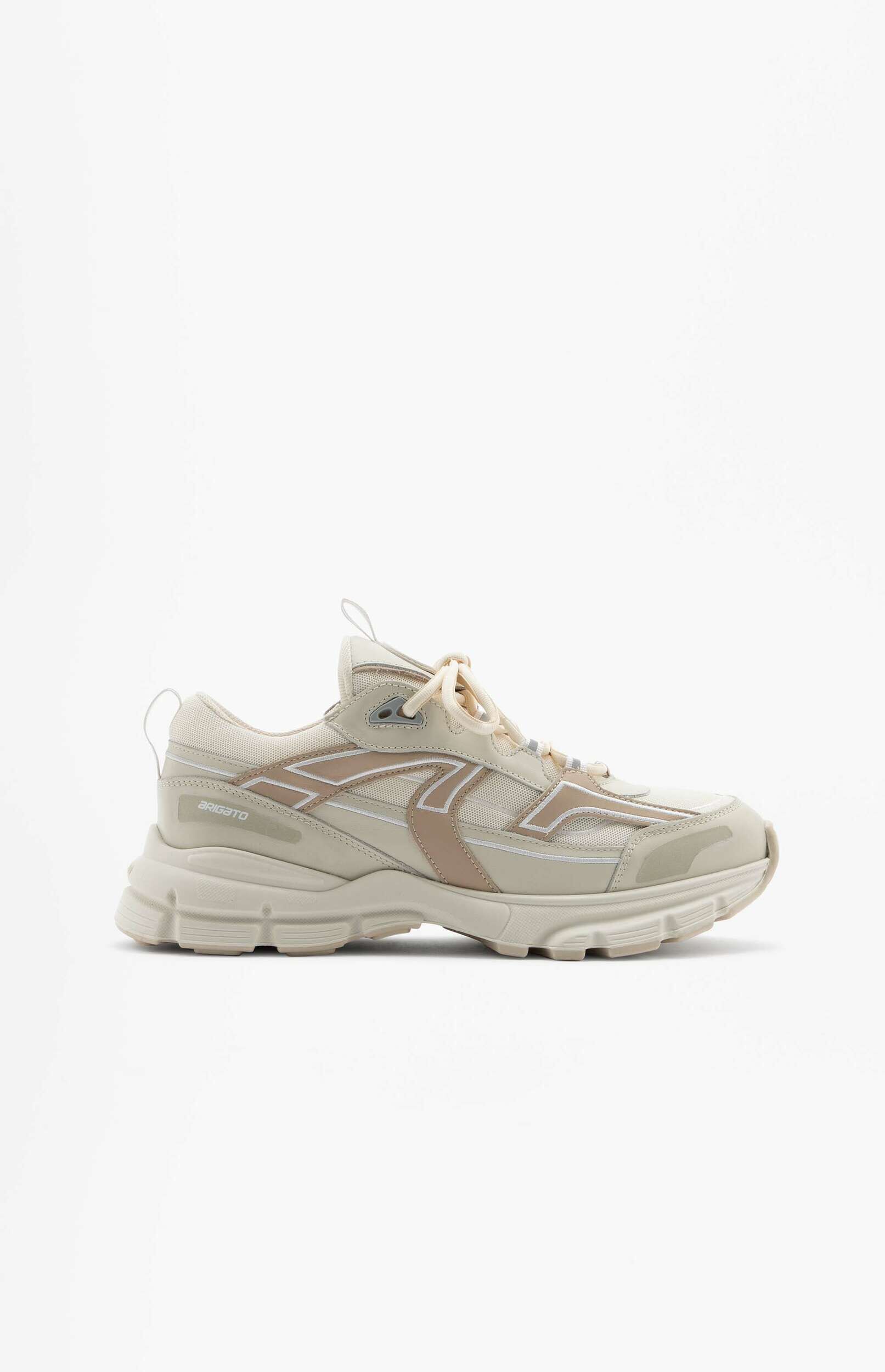 A single beige and tan chunky sneaker by BRIGATO, featuring a mix of mesh and synthetic materials, set against a clean white background.