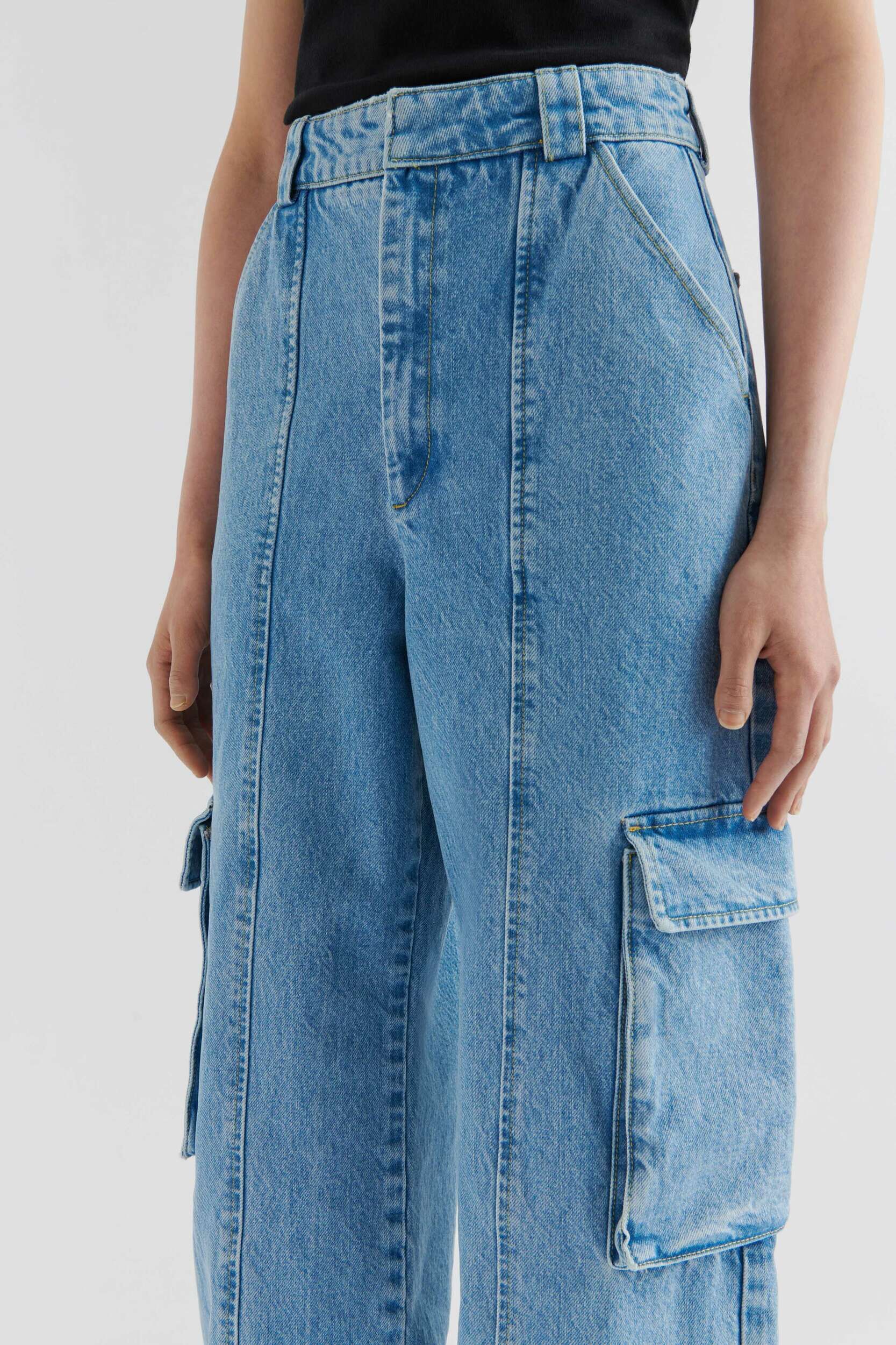 Patch Denim Cargo Trousers - Image 9