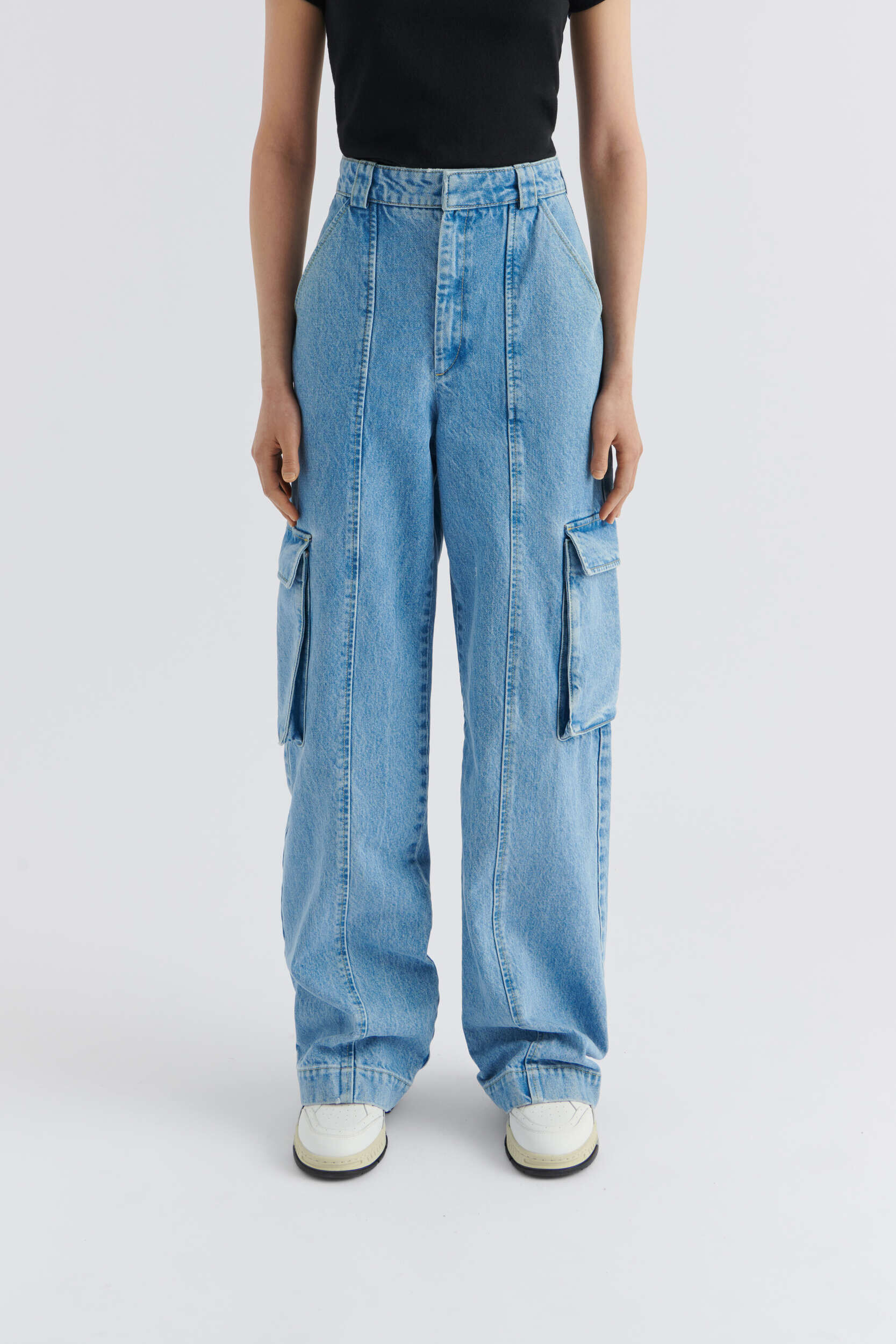 Patch Denim Cargo Trousers - Image 4