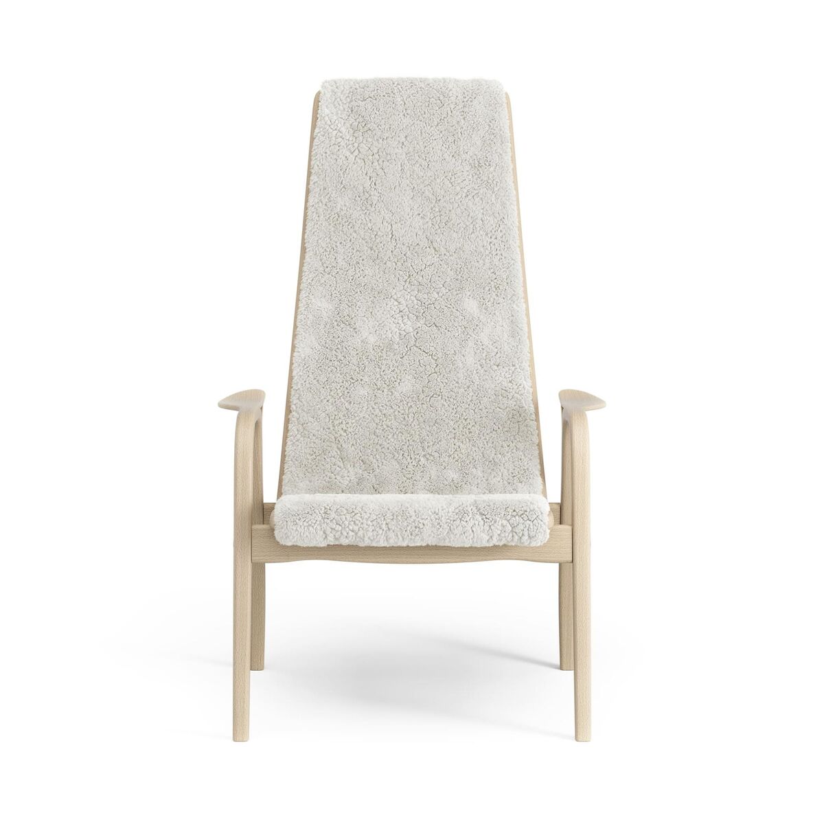 Lamino High Armchair Lacquered Beech/Off White/Sheepskin