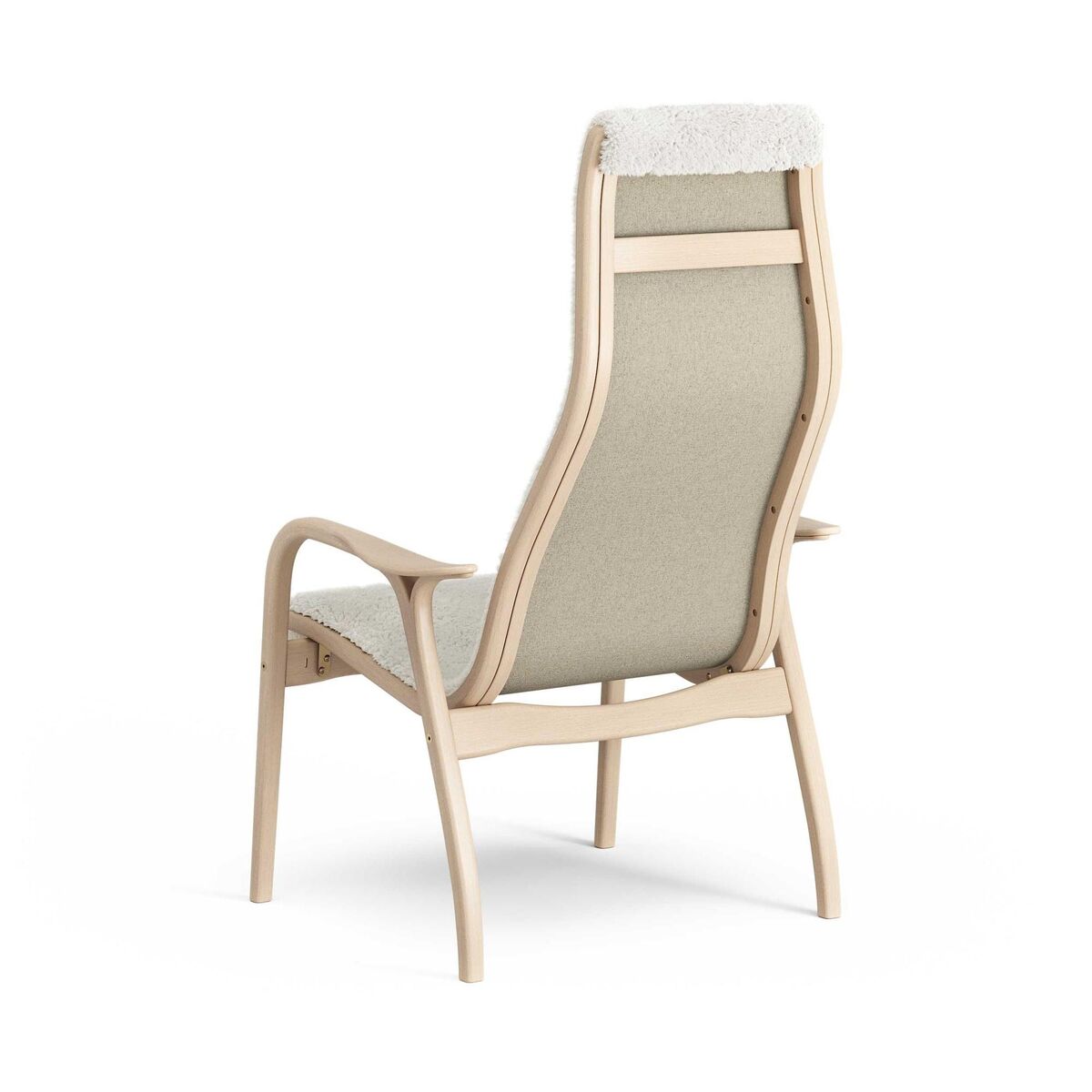 Lamino High Armchair Lacquered Beech/Off White/Sheepskin