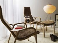 Lamino High Armchair Lacquered Beech/Off White/Sheepskin